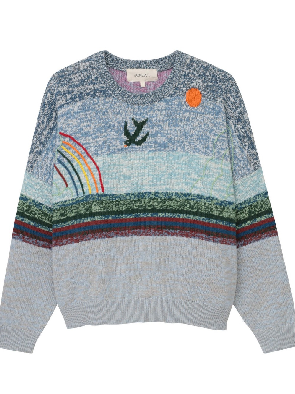 The Great The Skyline Pullover Sweater in Misty Blue